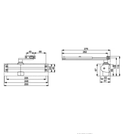 Dark bronze AR1500 ARRONE door closer with spring tension adjustment and scissor arm fixing
